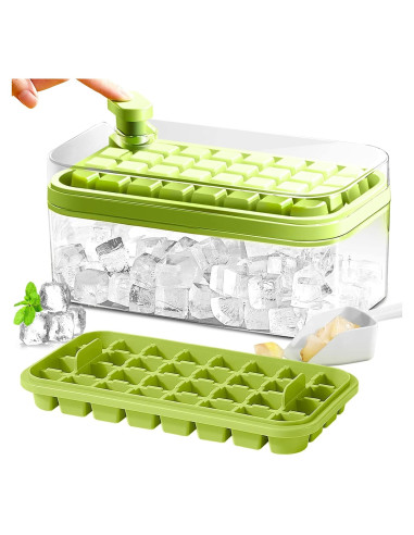Bandeja de Hielo Doonly GJ3088 con Tapa y 64 Cubos Verde
