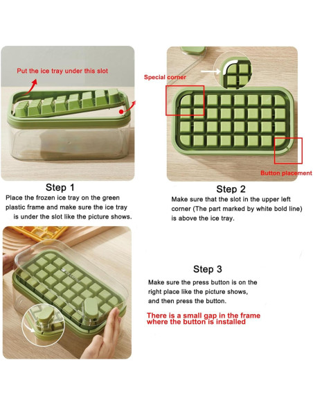 Bandeja de Hielo Doonly GJ3088 con Tapa y 64 Cubos Verde