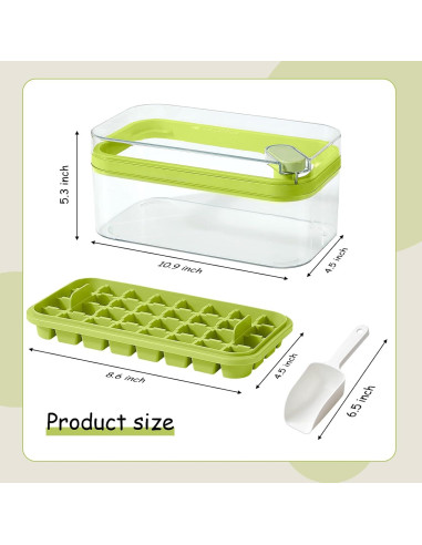 Bandeja de Hielo Doonly GJ3088 con Tapa y 64 Cubos Verde