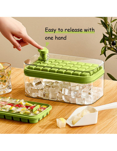 Bandeja de Hielo Doonly GJ3088 con Tapa y 64 Cubos Verde