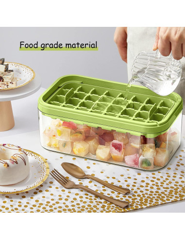 Bandeja de Hielo Doonly GJ3088 con Tapa y 64 Cubos Verde