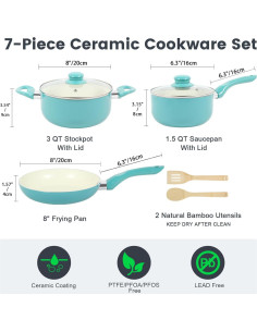 Juego de Ollas y Sartenes M MELENTA 7 Piezas Cerámicas 2