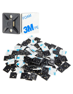 Clips Sujetadores de Cable XHF 100 Pcs Autoadhesivos Negros