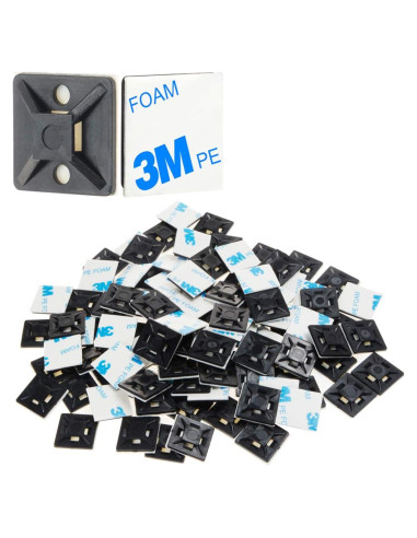 Clips Sujetadores de Cable XHF 100 Pcs Autoadhesivos Negros