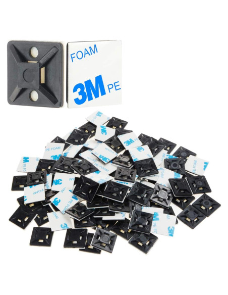 Clips Sujetadores de Cable XHF 100 Pcs Autoadhesivos Negros