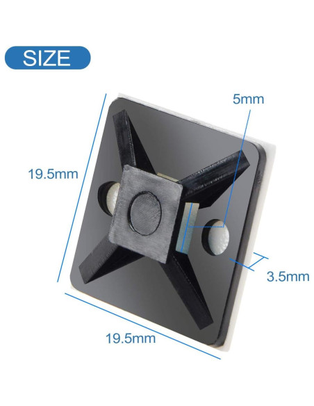 Clips Sujetadores de Cable XHF 100 Pcs Autoadhesivos Negros