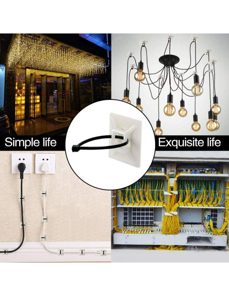 Clips Sujetadores de Cable XHF 100 Pcs Autoadhesivos Negros