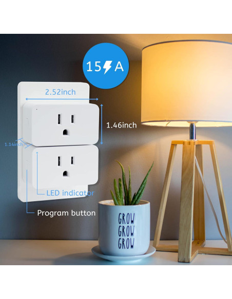 Enchufe Inteligente Nuevo Enchufe Paquete de 4 WiFi 15A