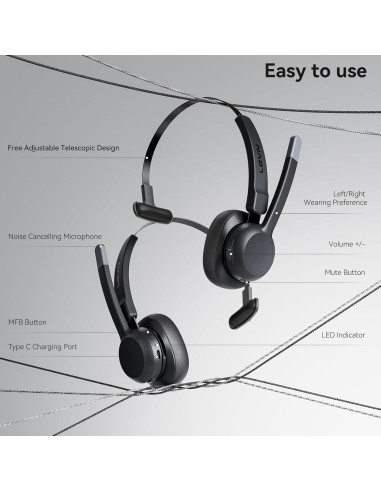 Auricular Bluetooth LEVN LE-HS015 con Cancelación de Ruido