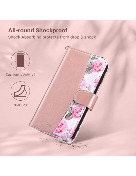 Funda Cartera ULAK para iPhone 15 6.1" Oro Rosa con Soporte Funda Cartera ULAK para iPhone 15 6.1" Oro Rosa con Soporte
