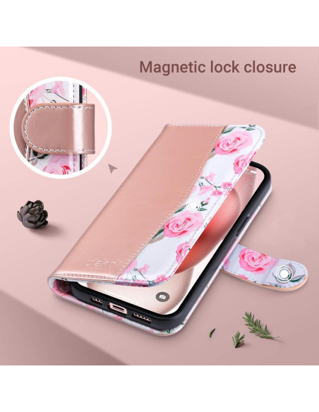 Funda Cartera ULAK para iPhone 15 6.1" Oro Rosa con Soporte Funda Cartera ULAK para iPhone 15 6.1" Oro Rosa con Soporte