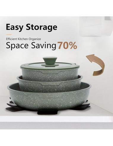 Juego de 10 Piezas Ollas y Sartenes DishDelight Verde