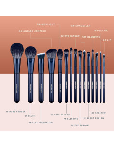 Juego de Brochas de Maquillaje EIGSHOW 15 Piezas Azul 2