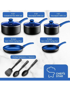 Juego de Ollas y Sartenes Chef's Star 11 Piezas Antiadherentes 2