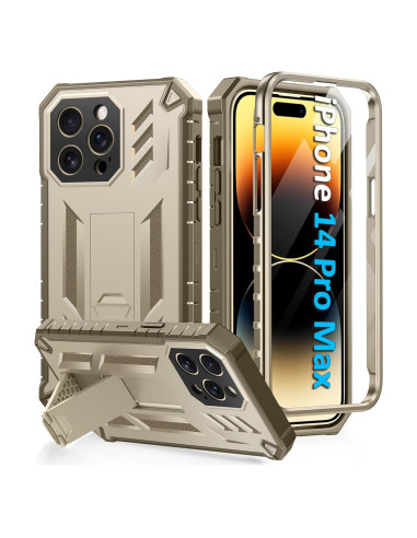 Funda FNTCASE para iPhone 14 Pro Max - Protección Militar Beige