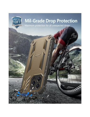 Funda FNTCASE para iPhone 14 Pro Max - Protección Militar Beige