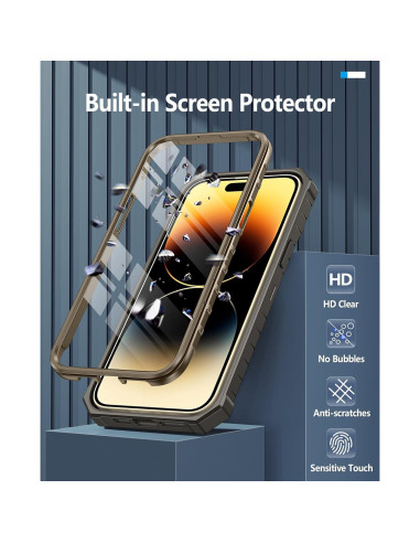 Funda FNTCASE para iPhone 14 Pro Max - Protección Militar Beige