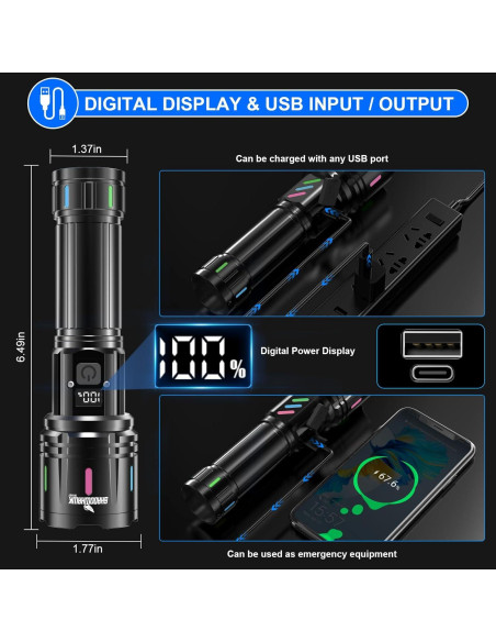 Linterna Shadowhawk S1007 1000000 Lúmenes Recargable IP67