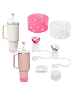 Set Accesorios Mity Rain para Stanley Cup 40/30 oz Rosa y Blanco