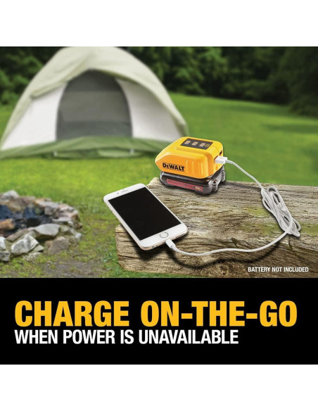 Cargador USB DEWALT 12V/20V MAX DCB090 con 2 puertos