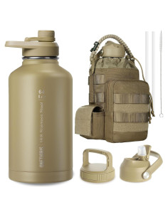 Botella de Agua OneTigris 1.89L con Pajilla y 3 Tapas