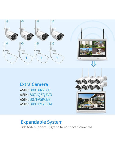 Sistema de Seguridad Hiseeu 16CH 5MP WiFi 24/7 con NVR 3TB