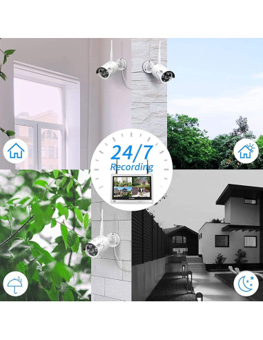 Sistema de Seguridad Hiseeu 16CH 5MP WiFi 24/7 con NVR 3TB