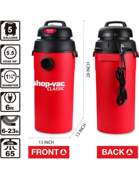 Aspiradora Shop-Vac 5 Galones 5.5 HP Húmeda/Seca Compacta Aspiradora Shop-Vac 5 Galones 5.5 HP Húmeda/Seca Compacta