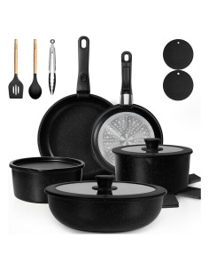 Juego de Ollas y Sartenes KIKCOIN 20 Piezas Antiadherente