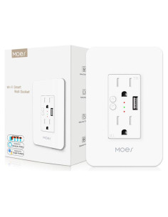 Enchufe Inteligente MOES WiFi 15A 2 en 1 con USB