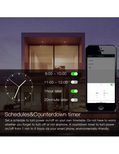 Enchufe Inteligente MOES WiFi 15A 2 en 1 con USB