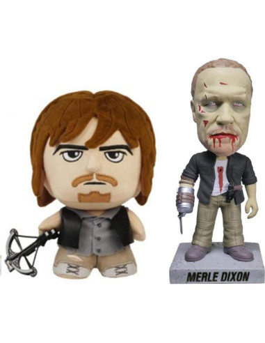 Muñeco de peluche Funko Daryl Dixon y cabezón Zombie Merle
