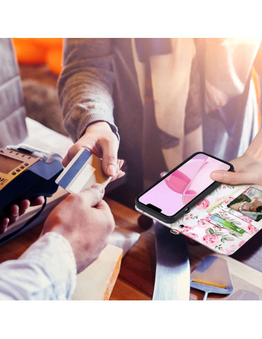 Funda Cartera ULAK para iPhone 14 Oro Rosa con Soporte