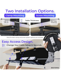 Bandeja de Gestión de Cables Ascrono Grande 40.6" Negra 2
