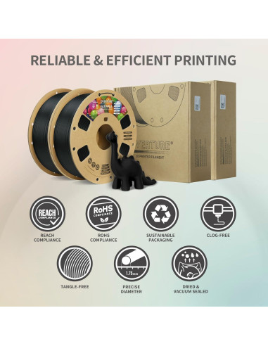 Filamento OVERTURE Easy PLA 1.75mm 2kg Negro para 3D