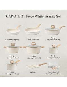Juego de Ollas y Sartenes CAROTE 21 Piezas Antiadherentes 2