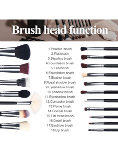 Juego de Brochas de Maquillaje BS-MALL 18 Piezas Sintéticas 2