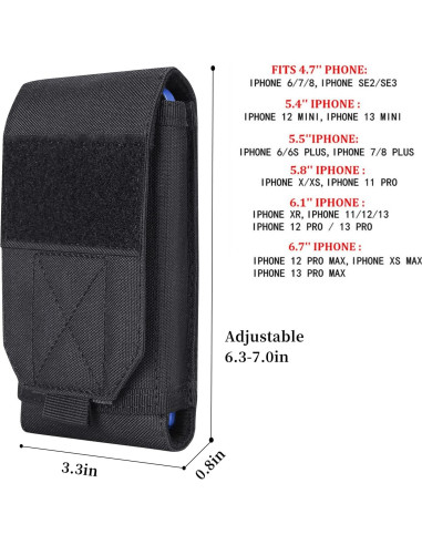 Funda Táctica Molle Negra Heyqie para iPhone y Samsung