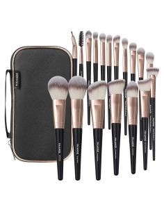 Pinceles de Maquillaje MAANGE 18 Pcs Kit Profesional Café