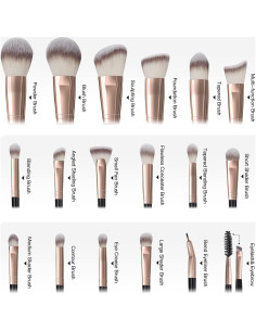 Pinceles de Maquillaje MAANGE 18 Pcs Kit Profesional Café 2