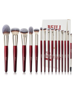 Conjunto de Brochas de Maquillaje BEILI 15Pcs Rojo