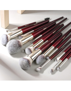 Conjunto de Brochas de Maquillaje BEILI 15Pcs Rojo 2