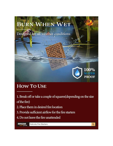 Encendedor de Fuego Nvkrvks 64 Cubos Naturales a Prueba de Agua