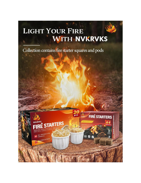 Encendedor de Fuego Nvkrvks 64 Cubos Naturales a Prueba de Agua