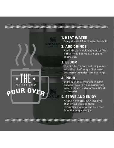 Cafetera Pour Over STANLEY 354ml Verde Hammertone