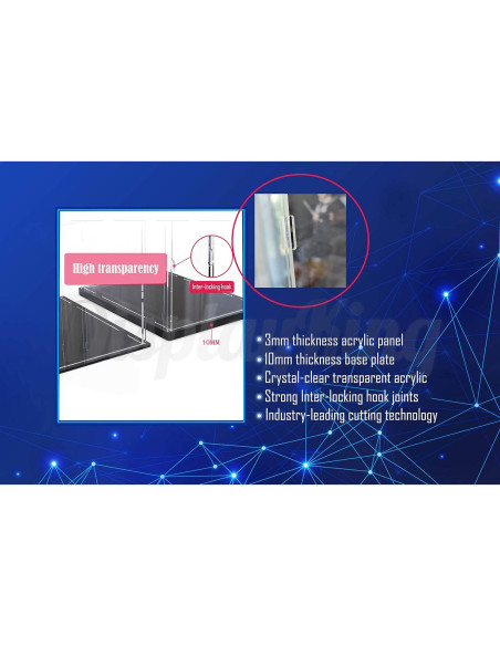 Caja de exhibición acrílica Display King sin fondo 40.6x22.9 cm