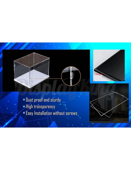 Caja de exhibición acrílica Display King sin fondo 40.6x22.9 cm