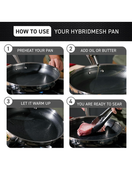 Juego de Sartenes T-Fal HybridMesh 3 Piezas Acero Inoxidable