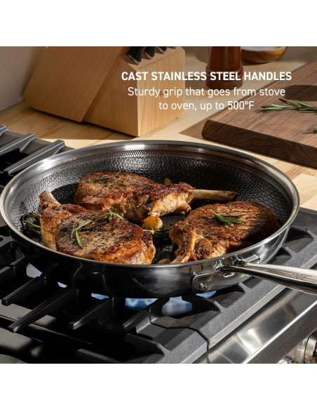 Juego de Sartenes T-Fal HybridMesh 3 Piezas Acero Inoxidable