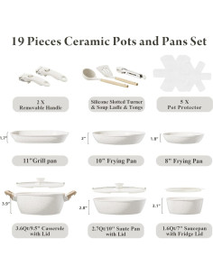 Juego de 19 Piezas Bazova Ollas y Sartenes Antiadherente 2